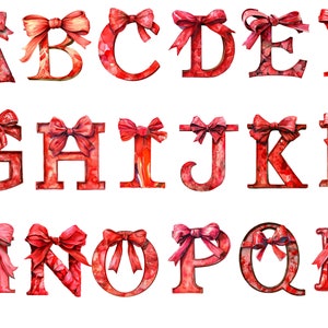 Alfabeto de arco rojo de acuarela, descarga instantánea de letra de arco para uso comercial, alta resolución, 12x12