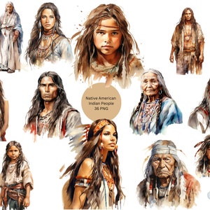 Clipart di persone indiane native americane, singole immagini PNG su sfondo trasparente, sublimazione, uso commerciale