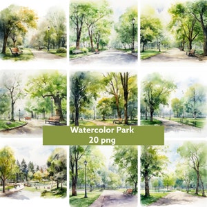 Aquarelpark, afbeeldingen in PNG voor commercieel gebruik direct downloaden Hoge resolutie, 12x12, commercieel gebruik