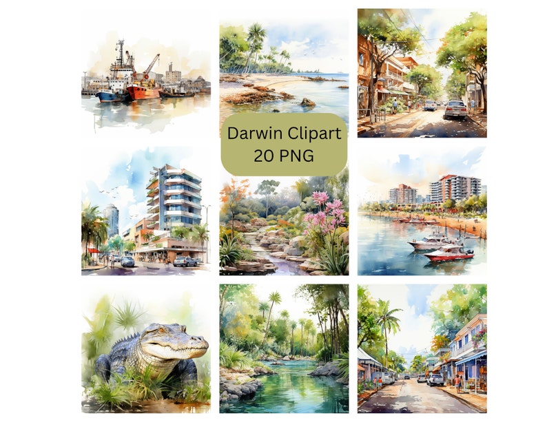 Watercolor Darwin Clipart, Beautiful Australia PNG Digital Files ...