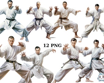 Kung Fu Men Clipart, People Clipart, Martial Arts, PNG digital files on transparent background, sublimation, commercial use