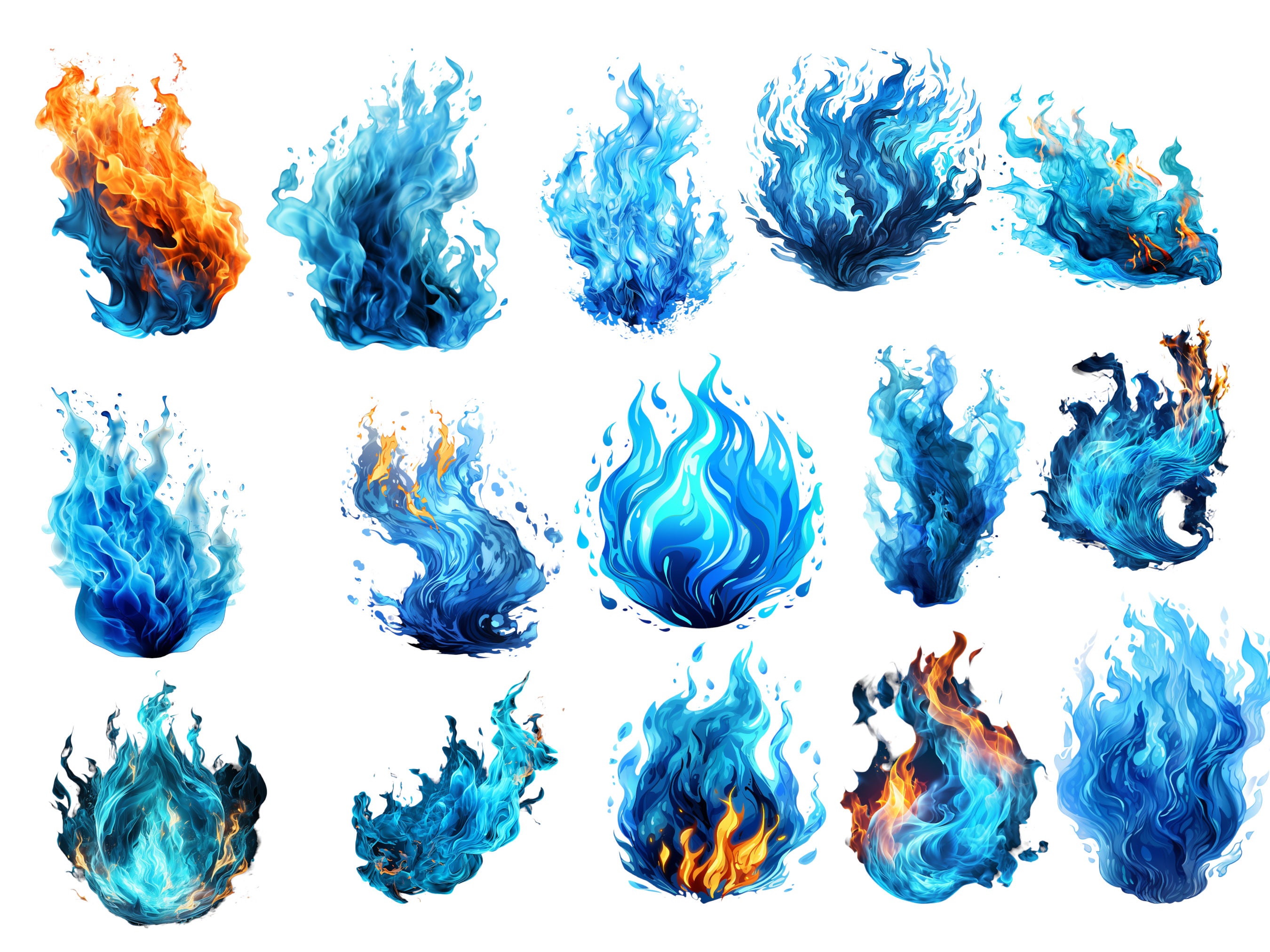 Blue Fire Clipart Transparent Background High Quality PNG Etsy