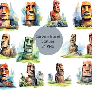 Aquarel Paaseiland beelden clipart, digitale PNG-bestanden op een transparante achtergrond, commercieel gebruik