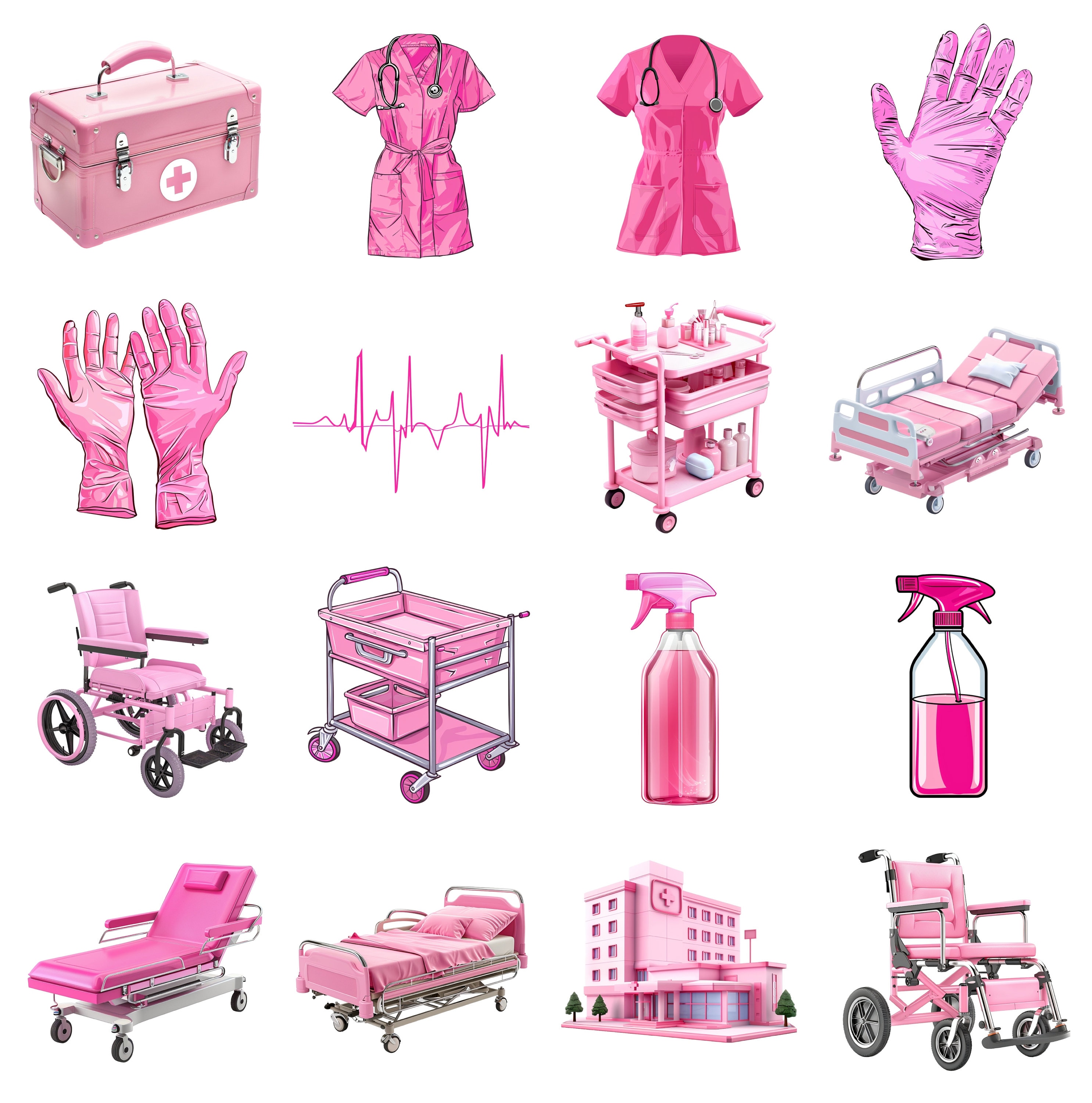 Pink Medical Clipart, PNG Digital Files on Transparent Background ...