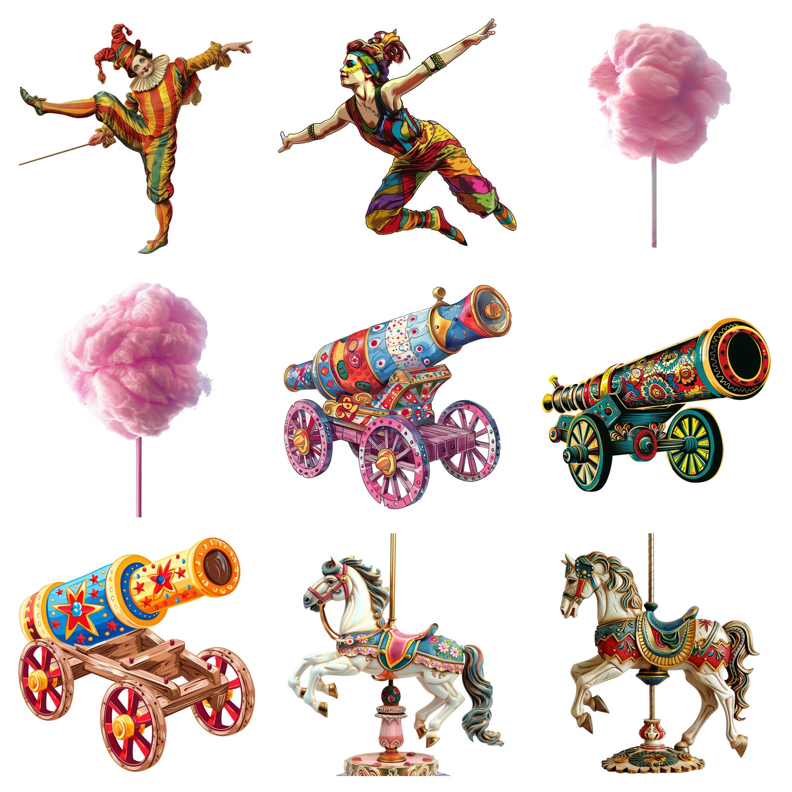 Circus Clipart, Carnival PNG Individual Images on Transparent ...