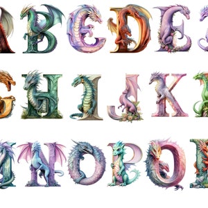Alphabet dragon, lettres png, alphabet png, téléchargement immédiat pour un usage commercial, haute résolution, 12 x 12, usage commercial