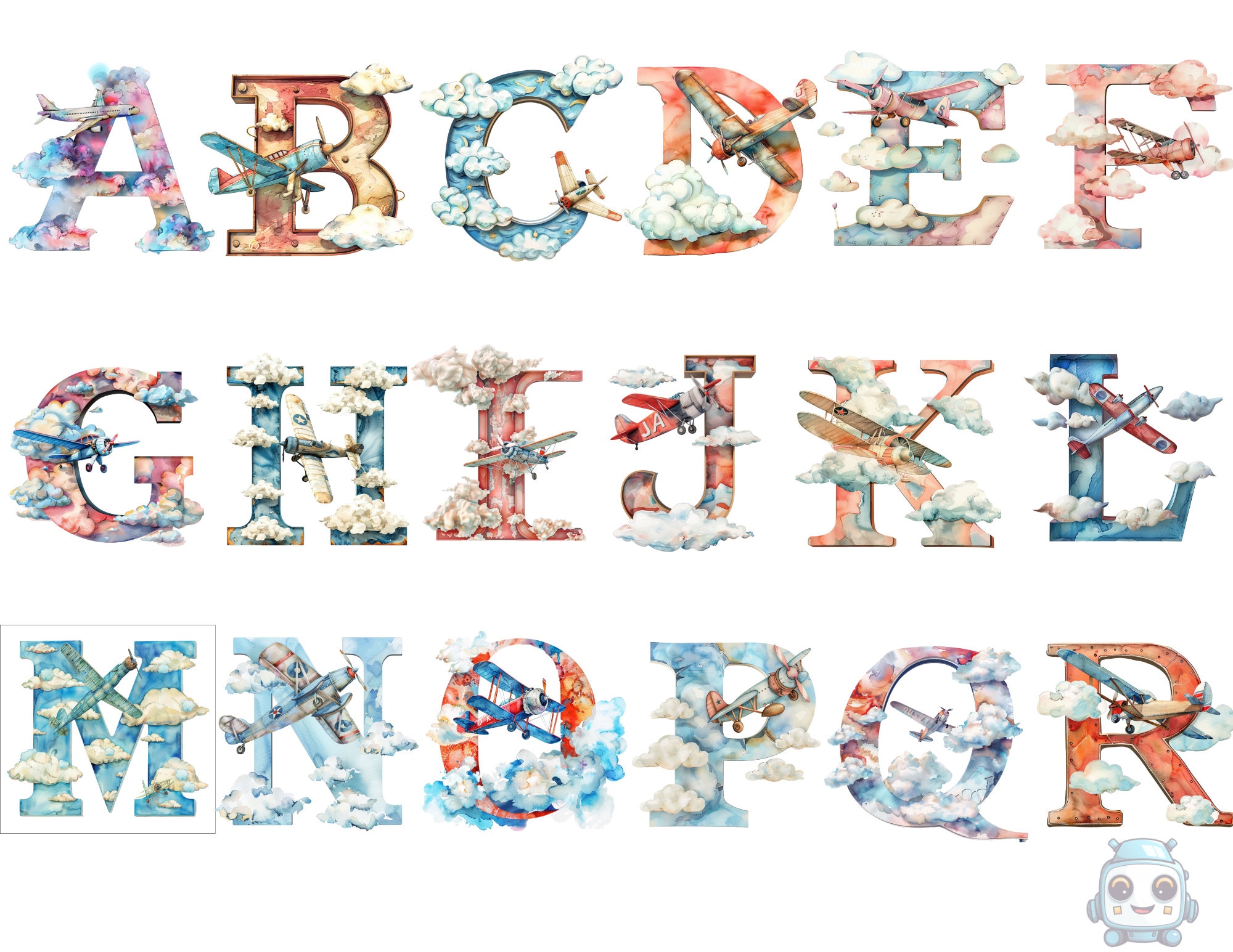 Using Plane In Lettering Watercolor Plane Alphabet Clipart, Plane Letters Png, Transparent ...