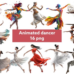 Dancer Animated Clipart, PNG digital files on a transparent background, scrapbook, invitations, commercial use, instant download