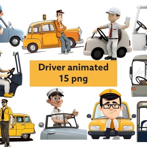 Driver Animated Clipart, PNG Digital Files on a Transparent Background ...