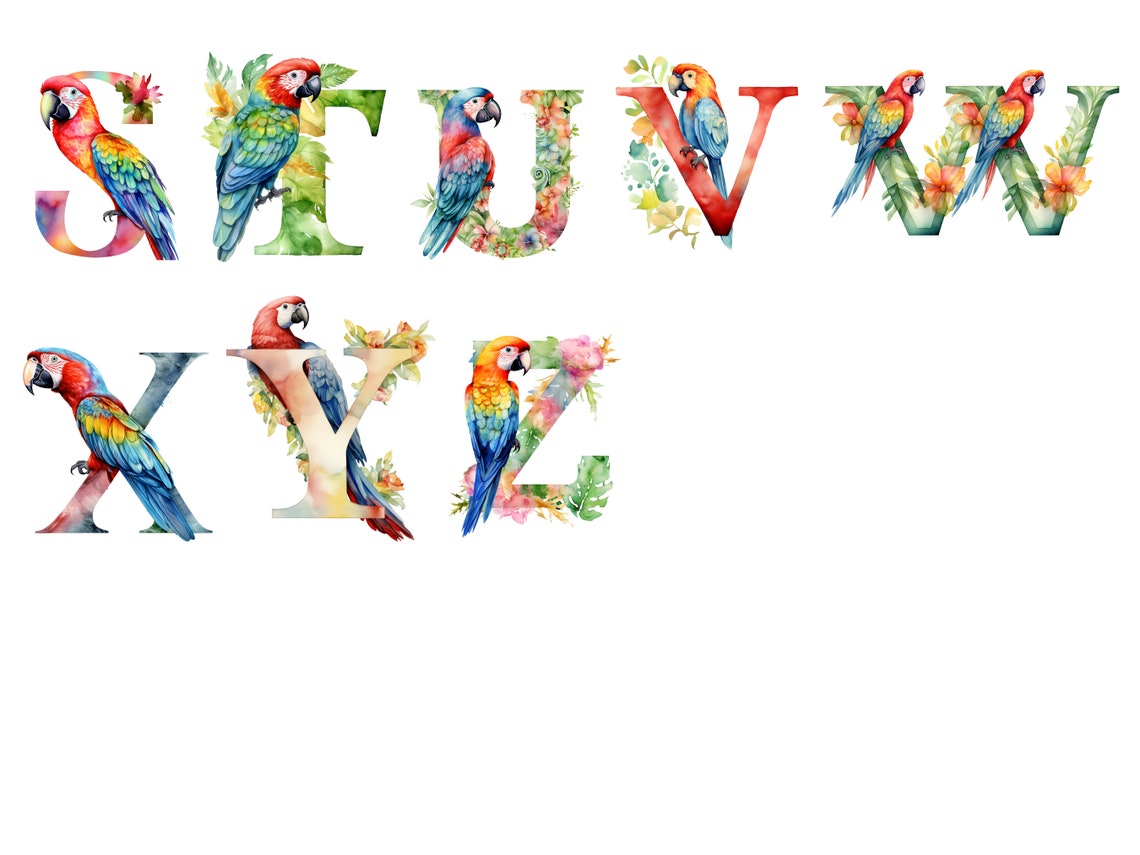 Parrot Alphabet, Letters Png, Alphabet Png, Instant Download for ...