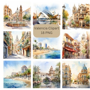Aquarela Valencia Clipart, arquivos digitais PNG em fundo transparente, sublimação, uso comercial