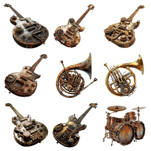 Steampunk Instruments Clipart, PNG Digital Files on Transparent ...