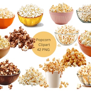 Popcorn Clipart, PNG individual images on transparent background, sublimation, commercial use