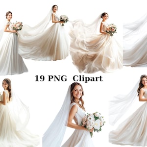 19 Brides Clipart, Hochzeit Clipart, PNG einzelne Bilder auf transparentem Hintergrund, Sublimation
