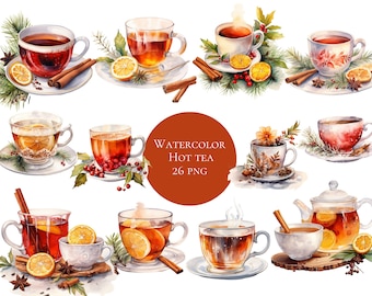 Watercolor hot tea, hot tea, tea, download for commercial use, High resolution, 12x12, instant download