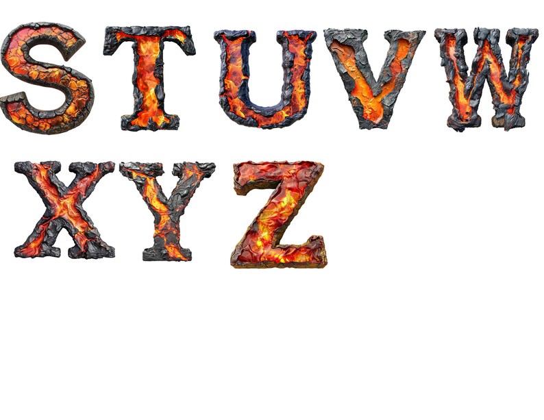Watercolor Lava Alphabet Clipart, PNG Individual Images, Commercial Use ...