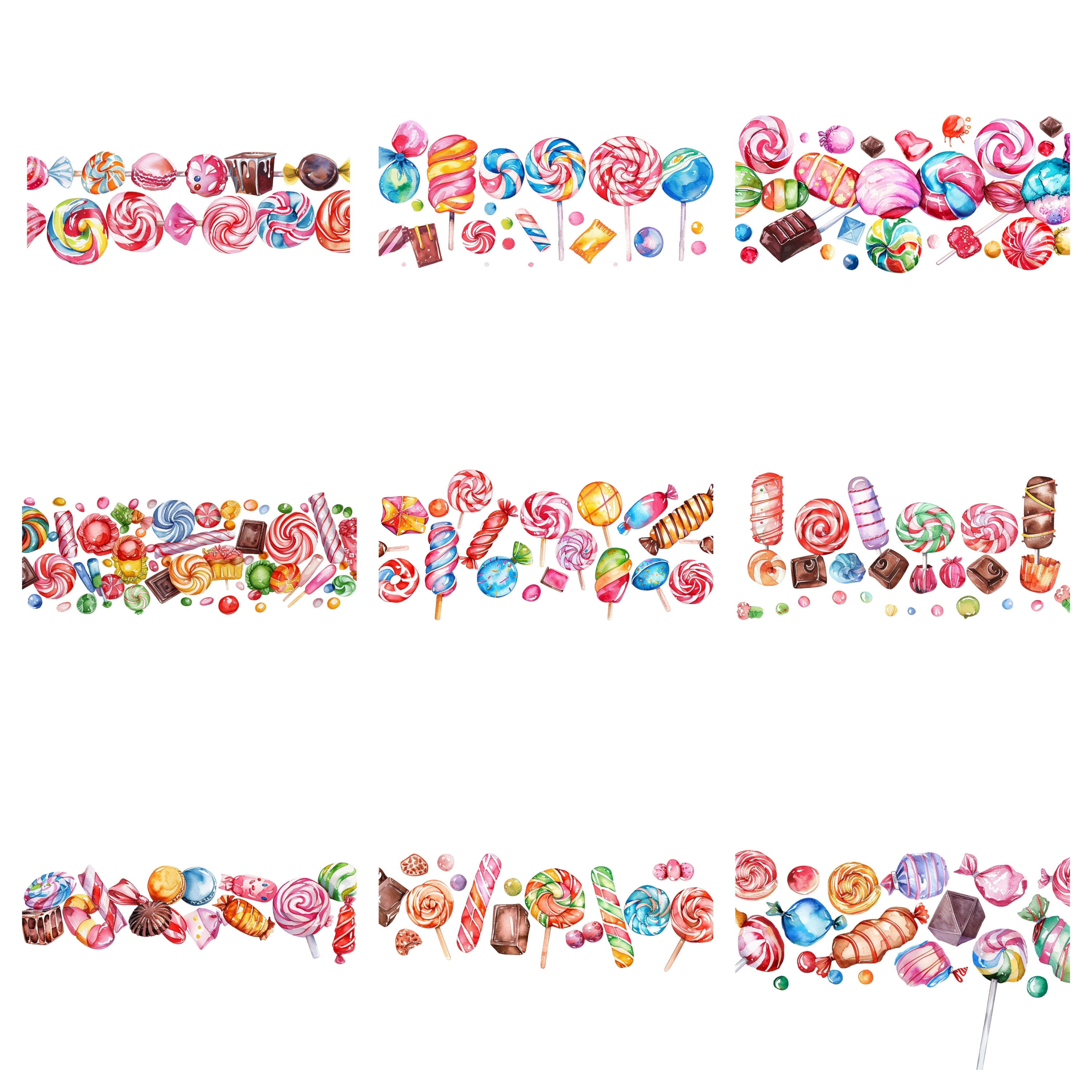 Candy Making Border 31 Candy Borders Watercolor Clipart, Border Clipart, PNG Individual ...