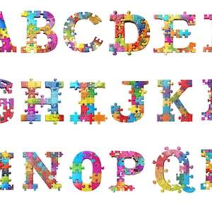 Clipart Puzzle alfabeto, lettere puzzle png, alfabeto png, download istantaneo per uso commerciale, alta risoluzione, 12x12, uso commerciale