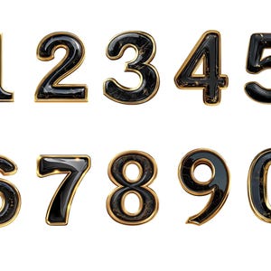 Clipart élégants numéros noir et or, téléchargement immédiat pour un usage commercial, haute résolution, 12 x 12, usage commercial