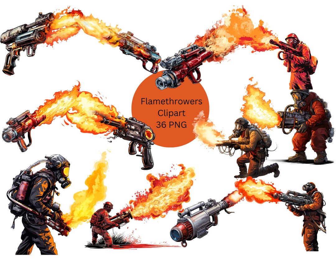 Flamethrowers Clipart PNG Digital Files on Transparent - Etsy