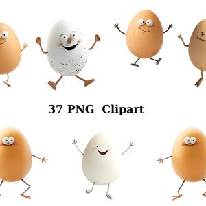 37 Lustige Eier Clipart, wunderliche Clipart, PNG einzelne Bilder auf transparentem Hintergrund, Sublimation
