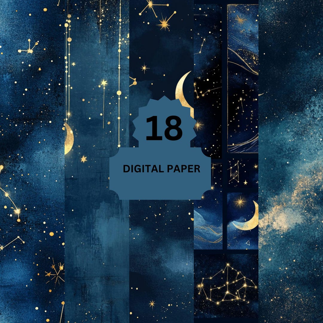 Celestial Digital Paper – 18 Galaxy Night Sky Backgrounds With Stars ...