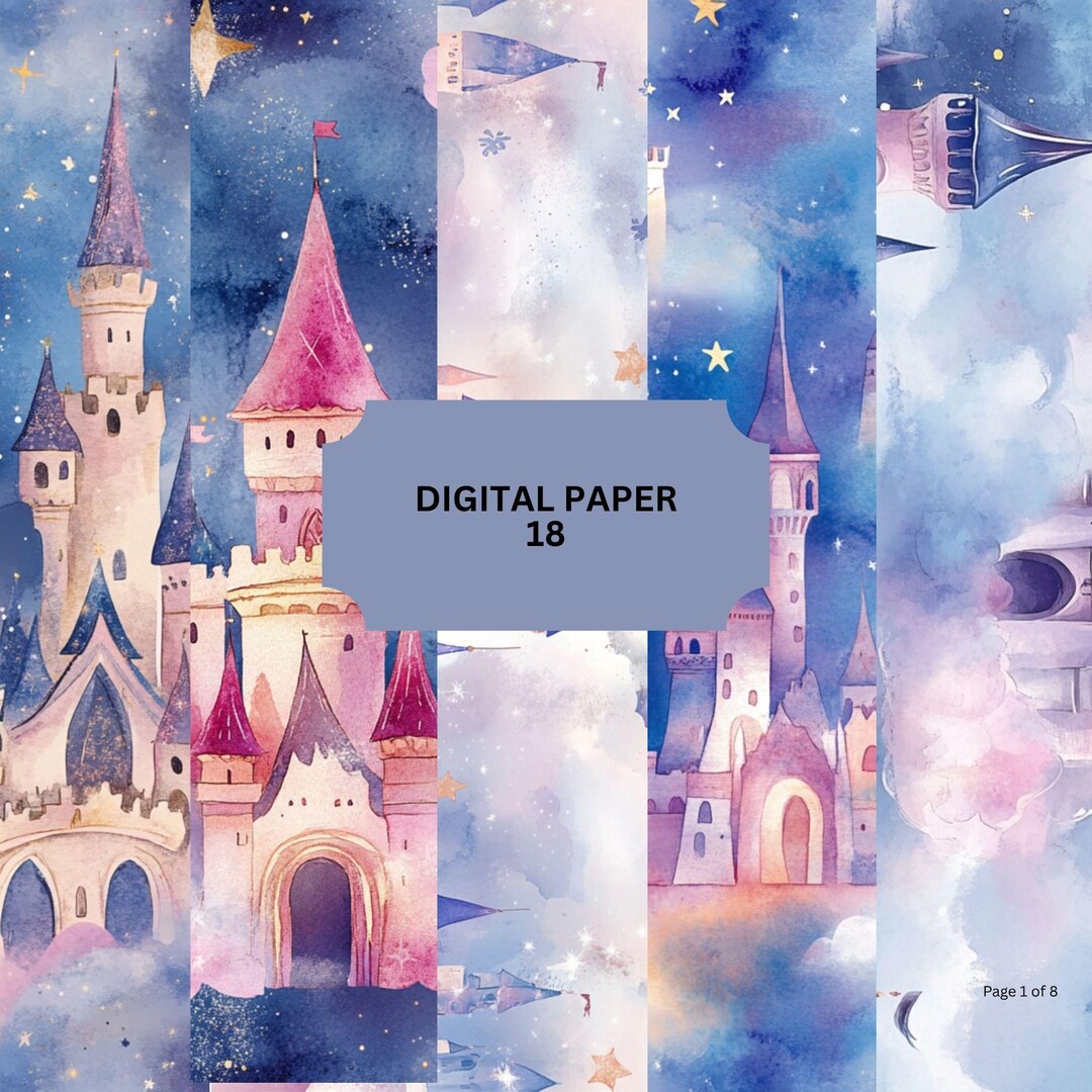 Fairy Tale Castle Digital Paper – 18 Magical Backgrounds for Princess ...