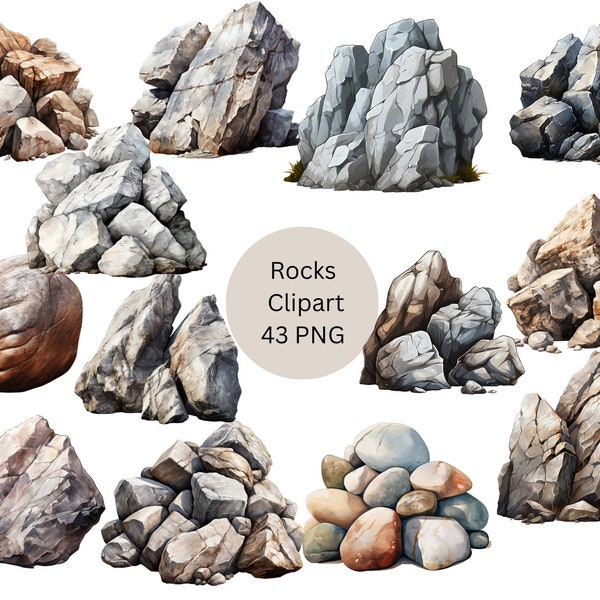 Rocks Clipart, PNG digital files on transparent background, sublimation, commercial use