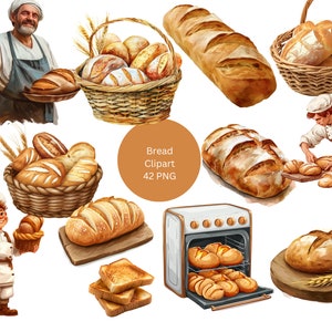 Bread Clipart, imágenes individuales PNG sobre fondo transparente, sublimación, uso comercial