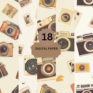 Vintage Camera Digital Paper – Retro Photography Backgrounds for Scrapbooking, Journals, Cards, Collage & Crafts