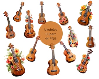 Ukuleles Clipart, PNG digital files on transparent background, sublimation, commercial use