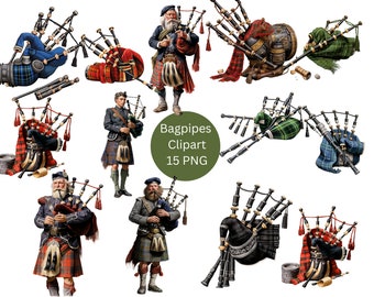 Bagpipes Clipart, PNG digital files on transparent background, sublimation, commercial use