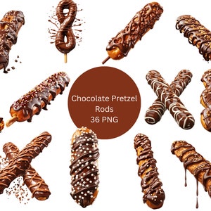 Chocolate Pretzel Rods Clipart, Dessert PNG, digital files on transparent background, commercial use