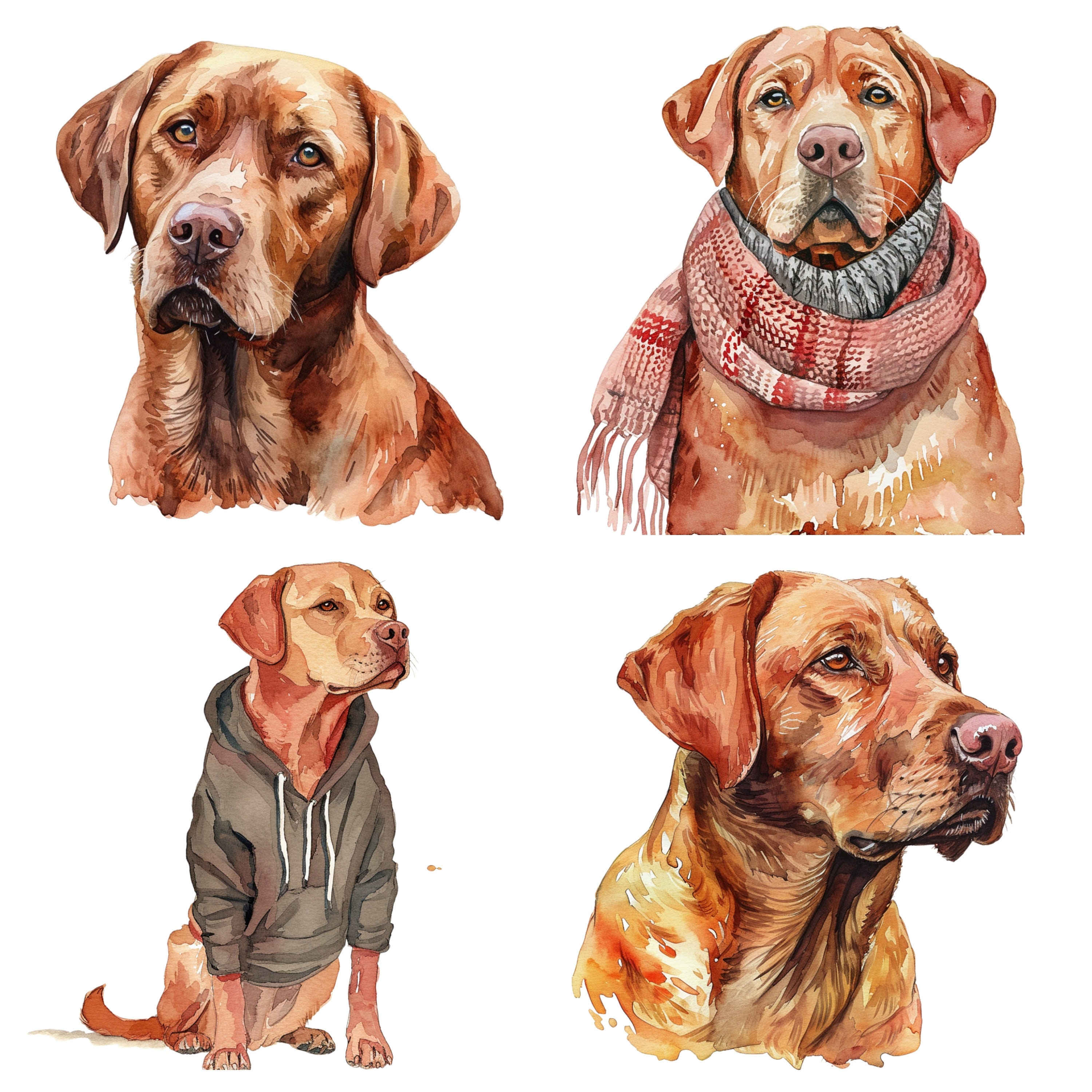 Red labs, digital clip art.