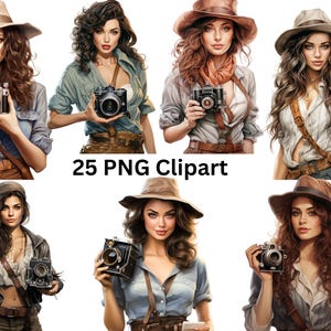 25 Fotografinnen Clipart, PNG Einzelbilder auf transparentem Hintergrund, Sublimation, kommerzielle Nutzung