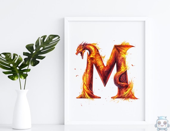 dragon　Letter Dragon Flame Alphabet - Fiery Letter Png, Instant Download
