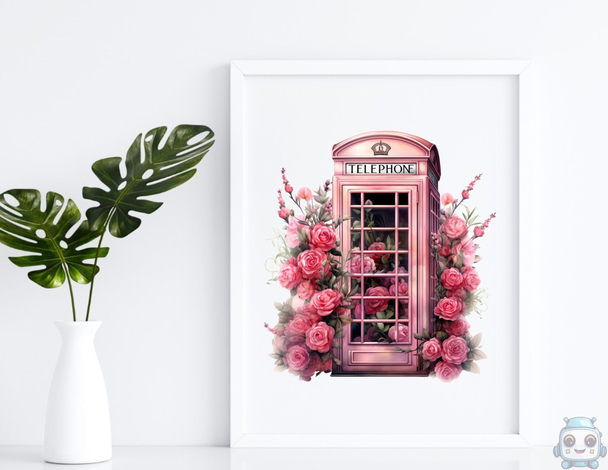 35 Watercolor Pink Telephone Box Clipart, PNG Individual Images on ...