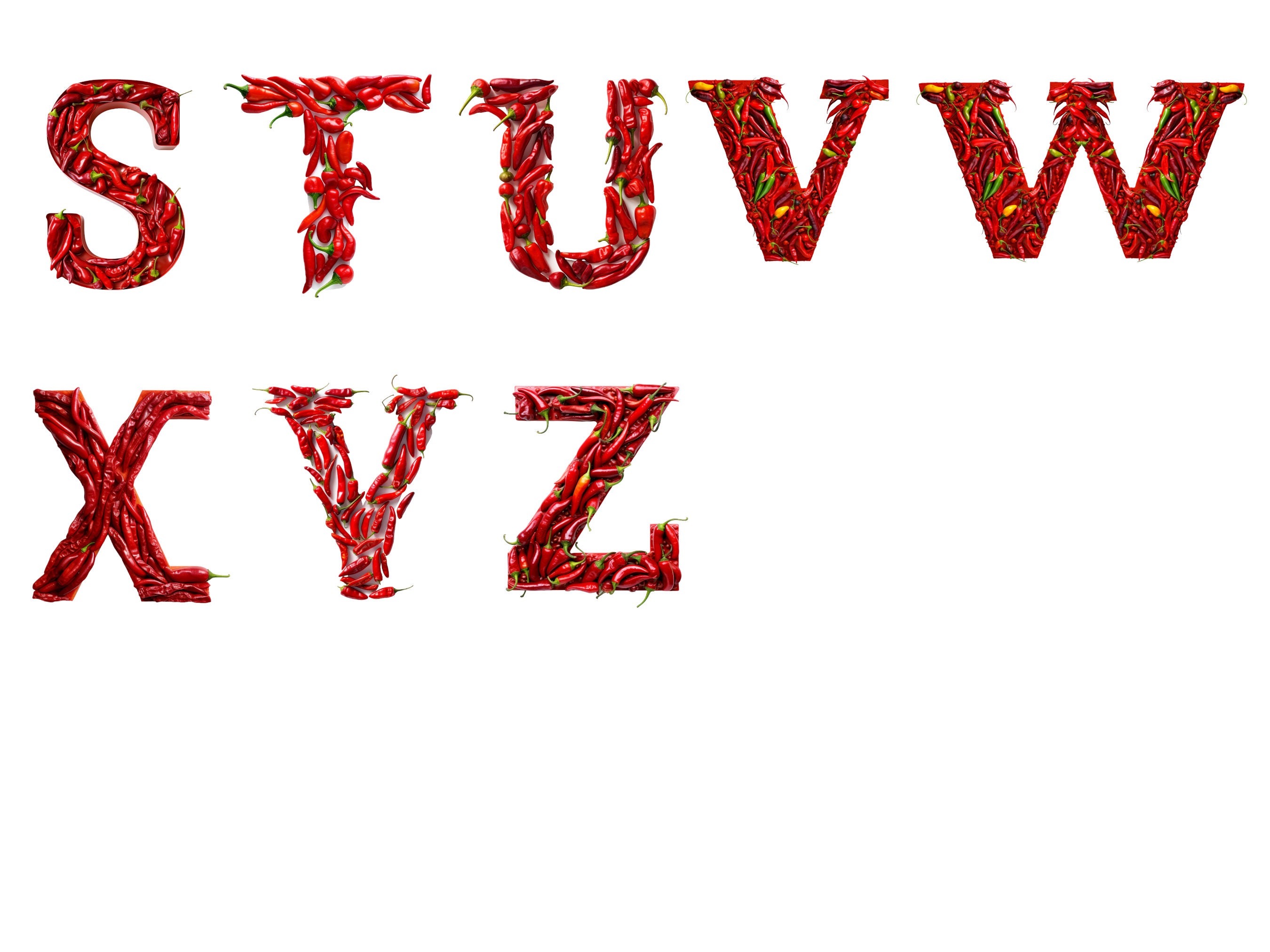 Chilli Peppers Alphabet, Letters Png, Alphabet Png, Instant Download ...