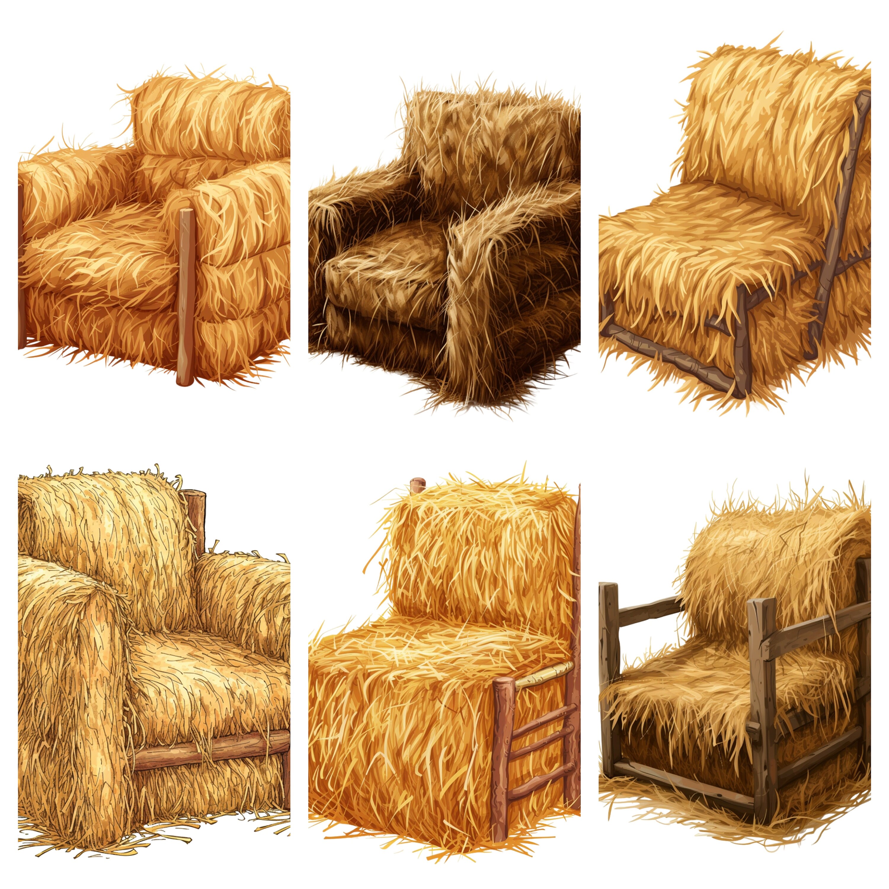 Hay Bales Clipart, PNG Individual Images on Transparent Background ...