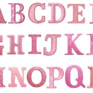 PINK Glitter Alphabet Clipart, transparent background, high quality, clipart, 12x12, commercial use