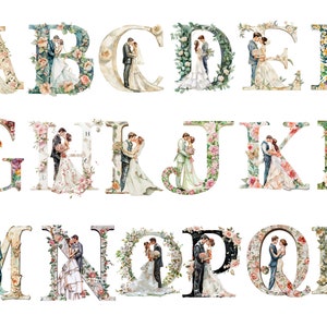 Alfabeto nuziale, lettere png, alfabeto png, download istantaneo per uso commerciale, alta risoluzione, 12x12, uso commerciale