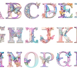 Pastell Schmetterlinge Alphabet, Schmetterlinge Buchstabe Sofort-Download für kommerzielle Nutzung, hohe Auflösung, 12x12