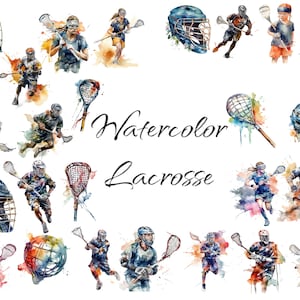 Aquarell Lacrosse Clipart, digitale PNG-Dateien auf transparentem Hintergrund, Scrapbook, Einladungen, kommerzielle Nutzung, sofortiger Download