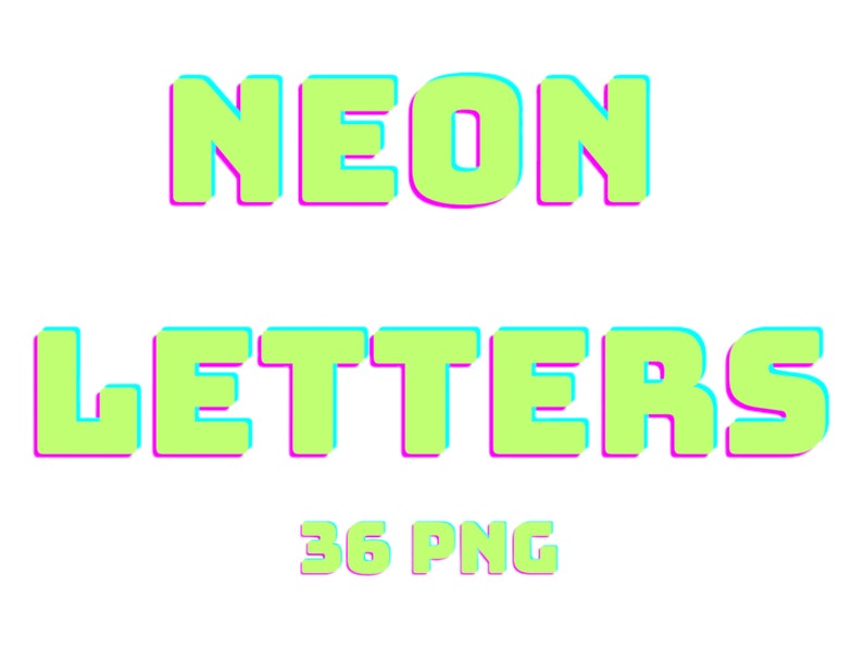 Neon Alphabet and Numbers Png PNG Digital Files on Etsy