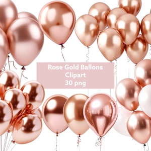 Gold Rose Luftballons, transparenter Hintergrund, hohe Qualität, Clipart, 12x12, kommerzielle Nutzung
