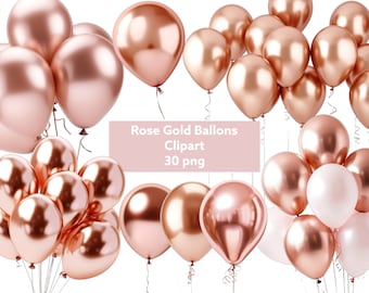 Gouden roos ballonnen, transparante achtergrond, hoge kwaliteit, clipart, 12 x 12, commercieel gebruik