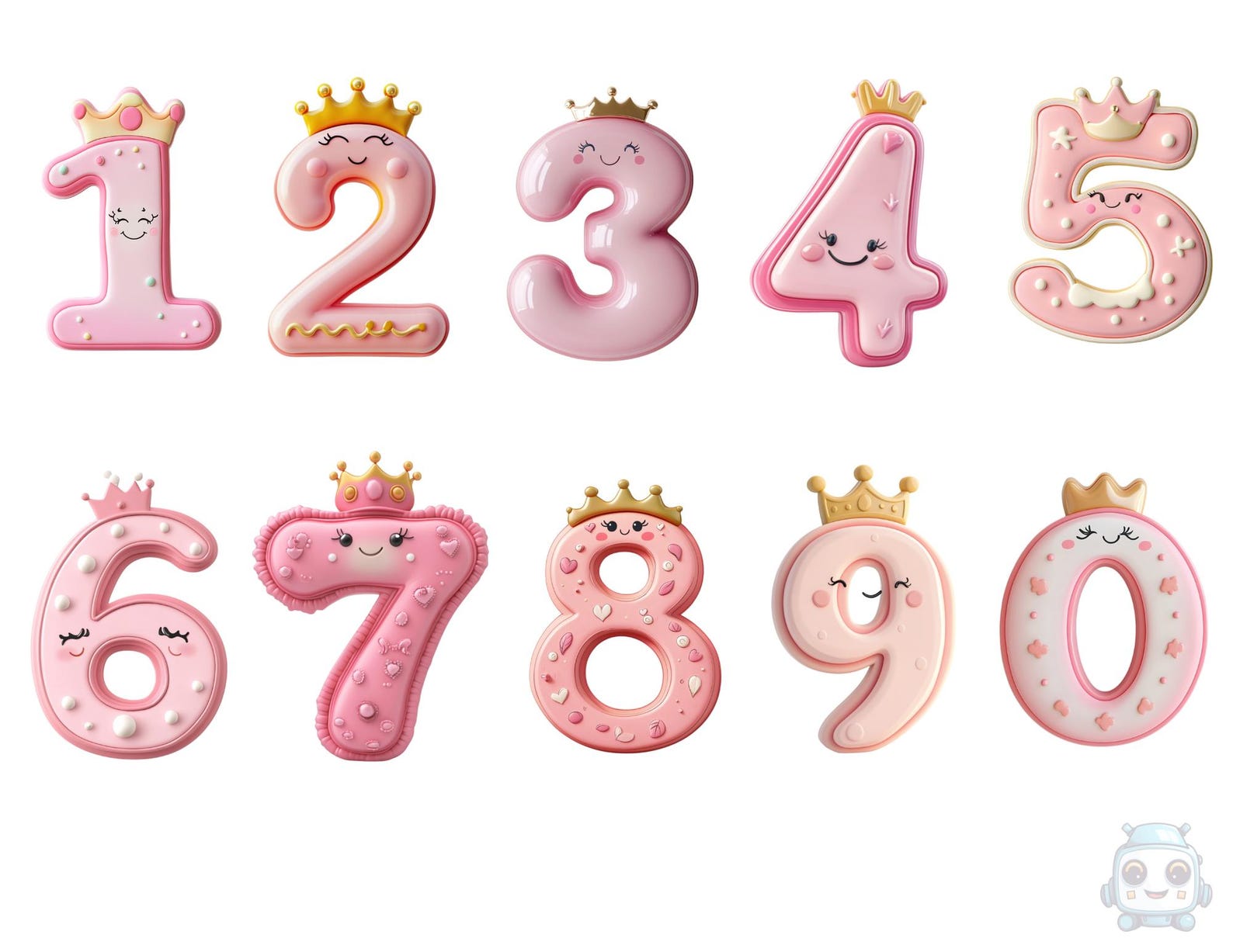Pink Princess Numbers Clipart - Cute Royalty Themed Number PNG ...