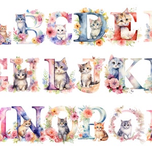 Chat alphabet FONT png, Chat Alphabet png, chat png Couper des fichiers pour Cricut, chat Kids Alphabet