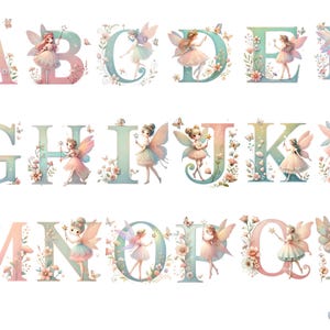 Clipart alphabet fée, clipart fantastique, images individuelles PNG sur fond transparent, sublimation