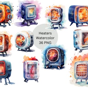 Aquarell Heaters Clipart, PNG digitale Dateien auf einem transparenten Hintergrund, Sublimation, kommerzielle Nutzung